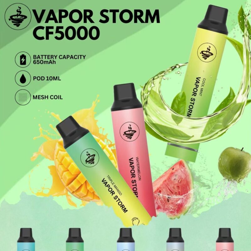 新品現貨  VAPOR STORM 風暴 CF5000 飛霧拋棄式5000口 發光電子煙